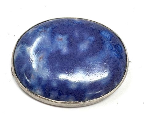 Antique Arts &amp; Crafts sterling silver framed Blue Ruskin Pottery  Brooch measures approx4.2 cm by 3.2cm