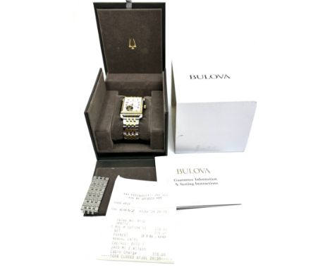Boxed gents Bulova automatic wristwatch as new condition with boxes and booklet with receipt 