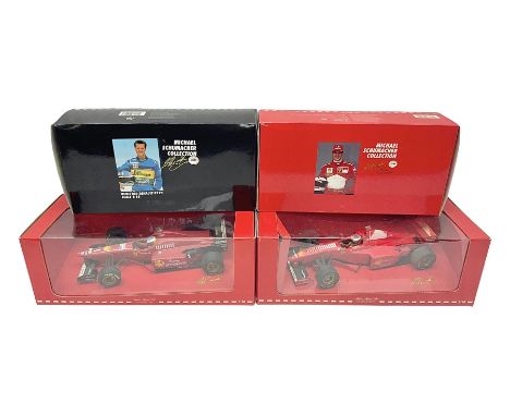 Four Paul's Model Art 1:18 scale Michael Schumacher Collection die-cast racing cars - Ferrari F310B; Ferrari F310/2; Benneton