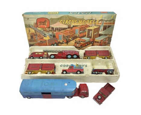 Corgi Chipperfields Circus Toys Gift Set No. 23 part-set in part-box comprising Smith’s ‘Karrier’ Van, International 6x6 truc