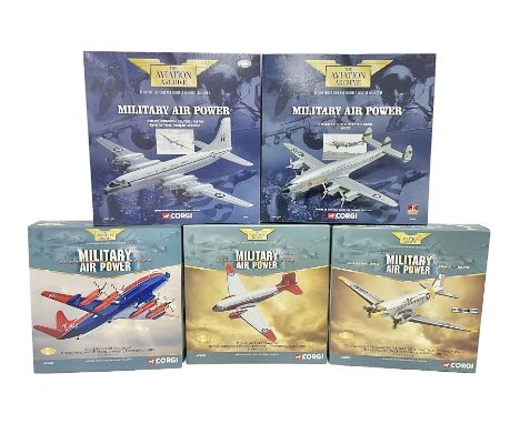 Corgi - Aviation Archive, five ‘Military Air Power’ 1:144 scale models comprising first issue 47509 Lockheed C-121A Constella