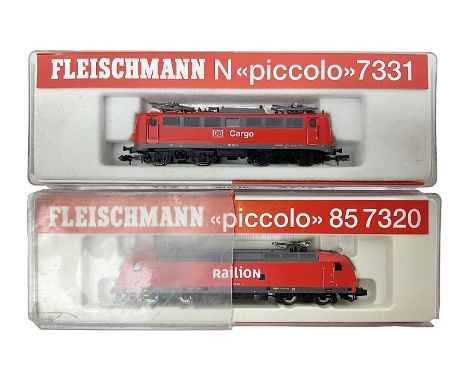Fleischmann 'N' gauge 'Piccolo' - two double pantograph locomotives Nos.857320 & 7331 ; both boxed (2)Condition Report: Model