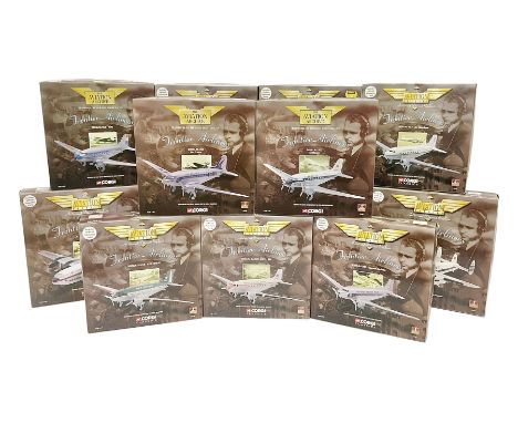 Corgi - Aviation Archives, thirteen first issue ‘Frontier Airliners’ 1:144 scale models comprising eight Douglas DC3 - 47110 