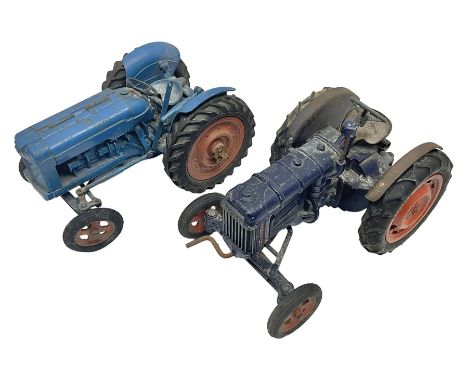 Chad Valley - two unboxed and playworn large scale Fordson tractors - No.9235 Fordson Major Tractor, dark blue diecast body, 