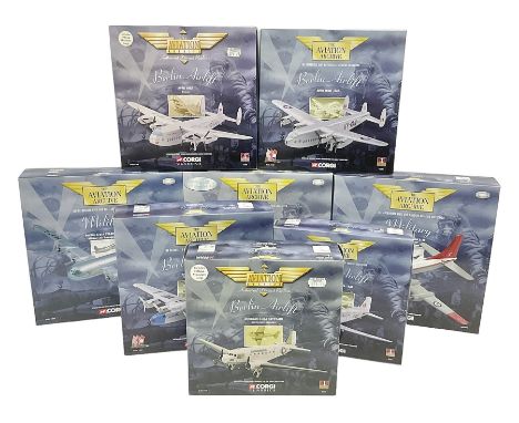 Corgi - Aviation Archive, eight models comprising three ‘Military’ and five ‘Berlin Airlift’ 1:144 scale models, to include l