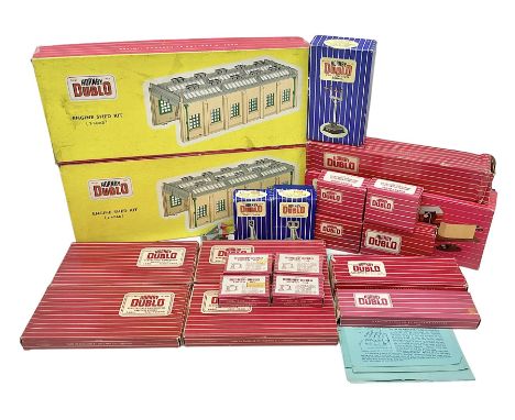 Hornby Dublo - 2-rail, 2400 TPO Mail Van Set; Engine Shed Kit - 2-Road (with additional empty box); four electrically operate
