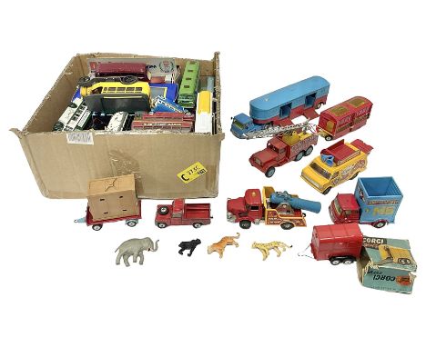 Corgi - small collection of unboxed and playworn Chipperfield's Circus vehicles; and a quantity of die-cast buses by various 