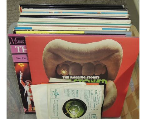 A quantity of LP records including The Rolling Stones; Duke Ellington and others and a few singles including The Beatles Hey 