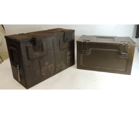 Three WWII metal ammunition cases, one dated 1945 (3)