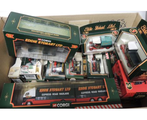 CORGI and others - Eddie Stobart boxed vehicles, various including vans and lorries (13)