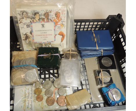 A mixed quantity of GB commemorative and uncirculated coins including George VI Festival of Britain crowns; 1953 unc set in p
