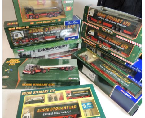 CORGI - Eddie Stobart models including limited edition CC12502 Atkinson Borderer Flatbed Trailer; CC12901 Scania Topline Curt