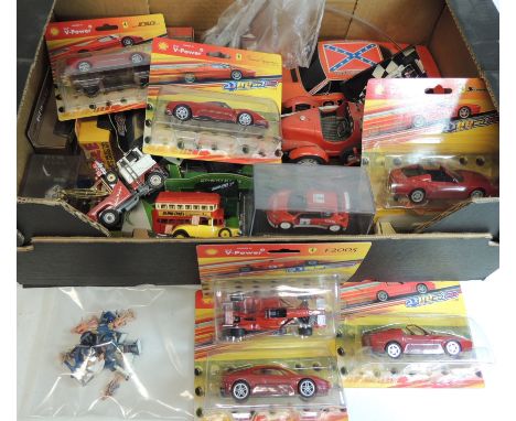 A quantity of Shell V-Power diecast vehicles in blister packs; some other boxed vehicles; unboxed Corgi, Lesney, Matchbox and