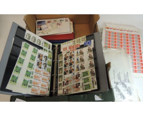 GB postage stamps - quantity of decimal mint blocks, some higher value, loose and in stockbooks; pre decimal mint sheets; fir