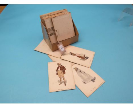 A set of Dickens portrait illustrations, 39 total, pen and watercolour drawings, each a well-known named character