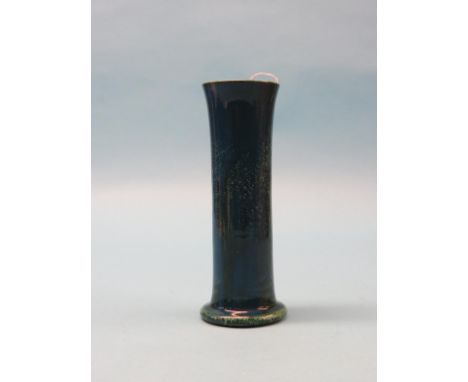 A Ruskin high-fired stoneware vase, cylindrical-shape with flared rim, blue and two-tone green, impressed William Howson Tayl