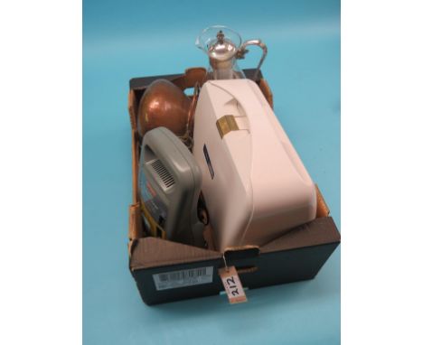 Useful household items, car battery charger, Frister & Rossmann electric portable sewing machine, Riley snooker cue, Gluwein 