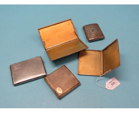 Five various silver cigarette cases, engraved and engine-turned, approx. 25oz. total