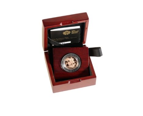 ELIZABETH II 2015 GOLD SOVEREIGN  a fifth portrait in original box and capsule, with certificate of authenticity No 6443 