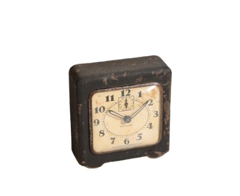 WAR TIME ALARM CLOCK  Lady Winston, Connecticut, USA,  with key-wind movement, the white dial with black Arabic numerals, dar