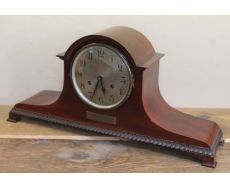 A German eight day mahogany cased mantle clock, length 54cm. 