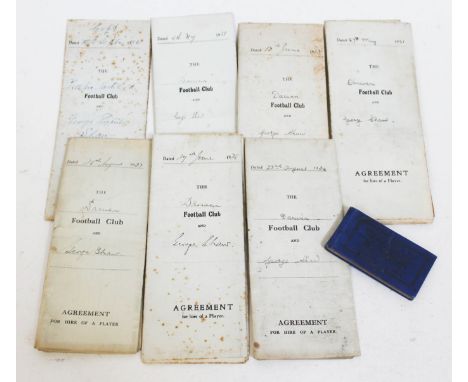 A group of seven 1920/30s football contracts for George Shaw Preston North End and Darwen, together with George Shaw's 1926/2