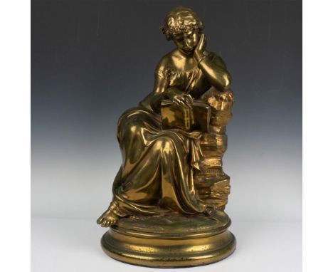 Splendid antique Art Nouveau gilt patina finish bronze made in the lost-wax casting method by French sculptor Emile Francois 