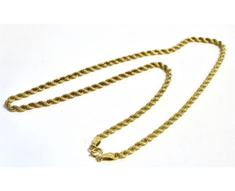A MARKED 375 ROPE TWIST CHAIN NECKLACE  Length approx. 36cm, weight approx. 2.5g.