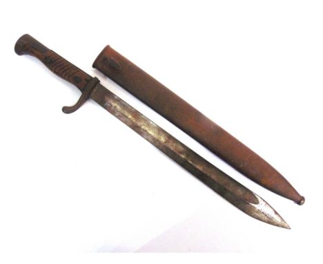 MILITARIA - A GREAT WAR IMPERIAL GERMAN G98 MAUSER BAYONET  the 37cm (14 1/2 inch) blade marked to the back edge '[crown] / W