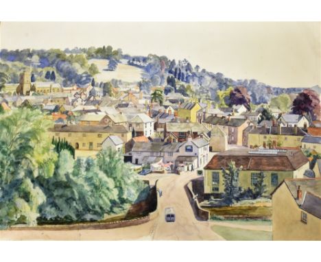 RACHEL ANN LE BAS, N.E.A.C., R.E. (ENGLISH, 1923-2020)  Dulverton from the bridge,  watercolour, unsigned, 45cm x 64.5cm, unf