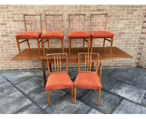 NILS JONSSON FOR TROEDS, SWEDEN: a teak extending draw-leaf dining table and set of six chairs, the table 90cm x 140cm (each 