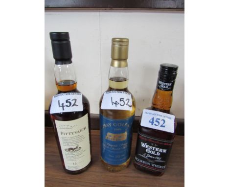 Sale Item:    3 BOTTLES MORAY GOLF CLUB 10 YR PITYVIACH 12YR & WESTERN GOLD  Vat Status:   No Vat   Buyers Premium:  This lo