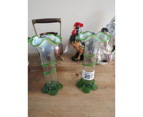  Sale Item:    2 GREEN GLASS VASES   Vat Status:   No Vat   Buyers Premium:  This lot is subject to a Buyers Premium of 15% +
