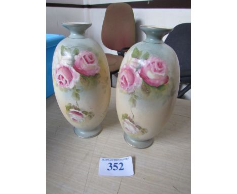  Sale Item:    PAIR FLORAL VASES   Vat Status:   No Vat   Buyers Premium:  This lot is subject to a Buyers Premium of 15% + V