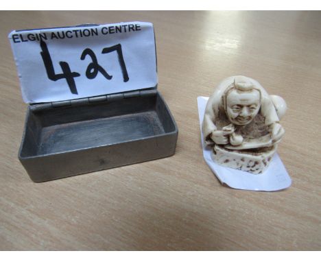  Sale Item:    SMALL PIN BOX & NETSUKE   Vat Status:   No Vat   Buyers Premium:  This lot is subject to a Buyers Premium of 1
