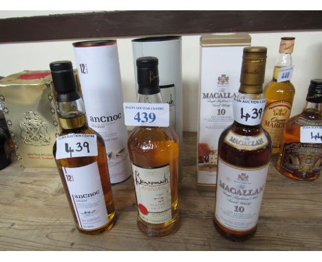  Sale Item:    3 BOTTLES WHISKY 12 YR AN CNOC MACALLAN 10 YR BENROMACH MALT  Vat Status:   No Vat   Buyers Premium:  This lot