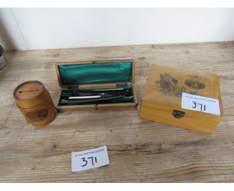  Sale Item:    CUT THROAT RAZORS MAUCHLINE BOX & BANK  Vat Status:   No Vat   Buyers Premium:  This lot is subject to a Buyer