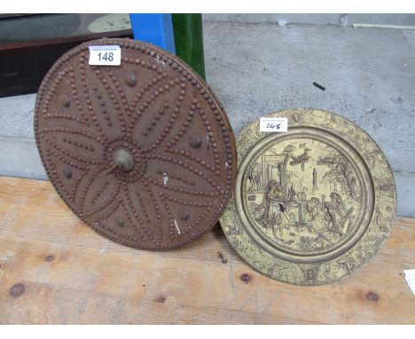  Sale Item:    BRASS PLATE & TARGE (AF)   Vat Status:   No Vat   Buyers Premium:  This lot is subject to a Buyers Premium of 