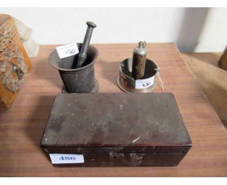  Sale Item:    MORTAR & PESTLE LIGHTER & BOX MISC (AF)  Vat Status:   No Vat   Buyers Premium:  This lot is subject to a Buye
