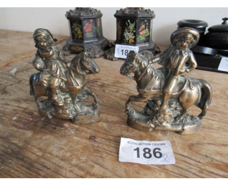  Sale Item:    BRASS MAN & LADY ON HORSE BACK   Vat Status:   No Vat   Buyers Premium:  This lot is subject to a Buyers Premi