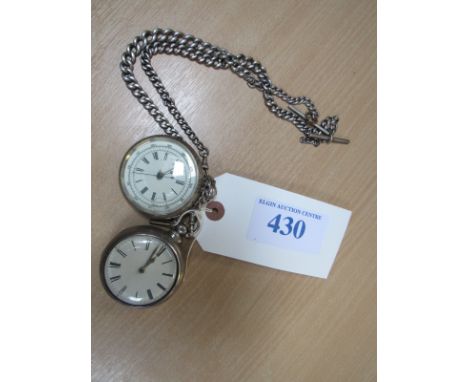  Sale Item:    2 SILVER POCKET WATCHES & CHAINS (AF)  Vat Status:   No Vat   Buyers Premium:  This lot is subject to a Buyers