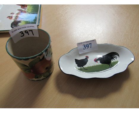  Sale Item:    WEMYSS POT & PIN TRAY COCKERELS (POUNTNEY) (AF)  Vat Status:   No Vat   Buyers Premium:  This lot is subject t