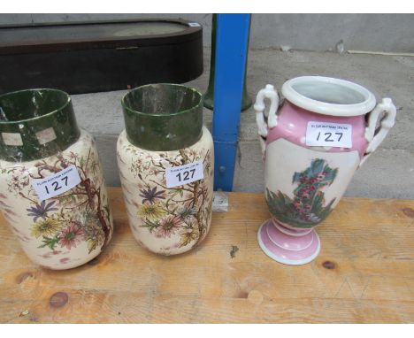  Sale Item:    3 VASES (2 MOORE & CO) (AF)   Vat Status:   No Vat   Buyers Premium:  This lot is subject to a Buyers Premium 