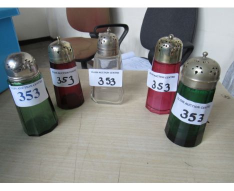  Sale Item:    5 SUGAR SIFTERS (AF)   Vat Status:   No Vat   Buyers Premium:  This lot is subject to a Buyers Premium of 15% 