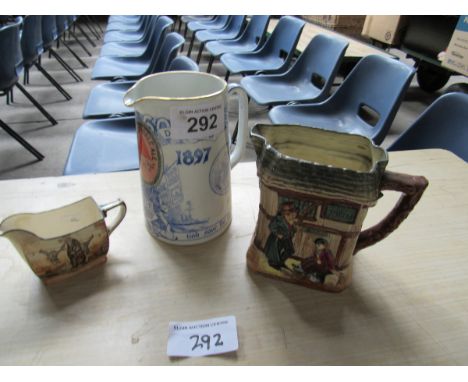  Sale Item:    3 JUGS -2 DOULTON & 1 JUBILEE (AF)  Vat Status:   No Vat   Buyers Premium:  This lot is subject to a Buyers Pr