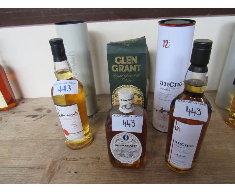  Sale Item:    3 BOTTLES WHISKY BENROMACH MALT GLEN GRANT 8 YR & AN CNOC 12 YRS  Vat Status:   No Vat   Buyers Premium:  This