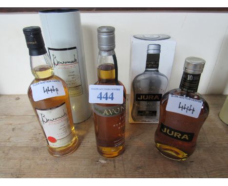  Sale Item:    3 BOTTLES WHISKY BENROMACH MALT JURA 10YRS & AVONSIDE 8YRS  Vat Status:   No Vat   Buyers Premium:  This lot i