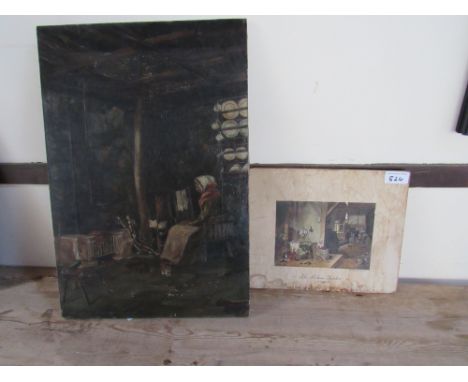  Sale Item:    OIL PAINTING WOMAN AT FIRESIDE & PICTURE ALEHOUSE KITCHEN (AF)  Vat Status:   No Vat   Buyers Premium:  This l