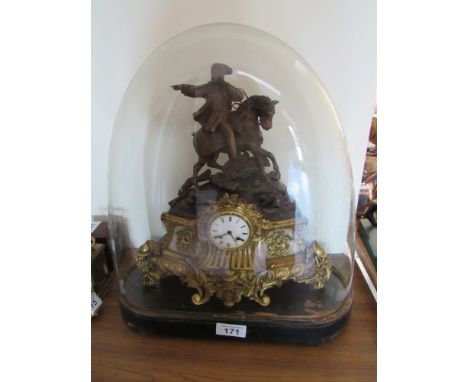  Sale Item:    LARGE CLOCK WITH HORSE IN GLOBE CASE (AF)  Vat Status:   No Vat   Buyers Premium:  This lot is subject to a Bu