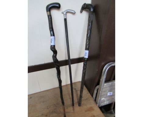  Sale Item:    3 WALKING STICKS   Vat Status:   No Vat   Buyers Premium:  This lot is subject to a Buyers Premium of 15% + Va